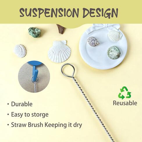 Straw Brush Cleaner for Baby Bottles,Stanley Straw Cleaner Brush 8 inch for 20oz Stanley Mugs, Straw Cleaner Brush Extra Long 12-inch,Straw Cleaner with 304 Stainless Steel Wire(8 Pack). in Kuwait