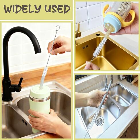 Straw Brush Cleaner for Baby Bottles,Stanley Straw Cleaner Brush 8 inch for 20oz Stanley Mugs, Straw Cleaner Brush Extra Long 12-inch,Straw Cleaner with 304 Stainless Steel Wire(8 Pack). in Kuwait