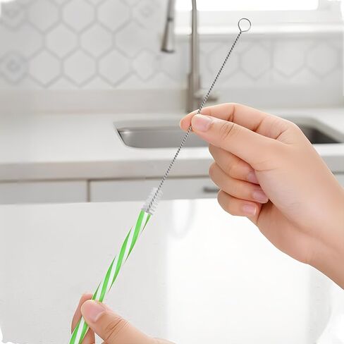100Pcs Extra Long Straw Cleaner Brush Bulk - 8" x 3/8" (10mm) Resuable Drinking Pipe Cleaners, Stainless Cleaning Brush Set for Tumbler Sippy Cup Bottle Tube Tea Pot Spout in Kuwait