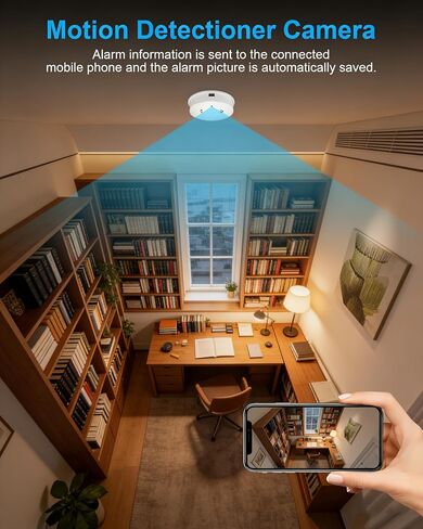 HD 1080P Camera Smoke Detector WiFi Camera Wireless Small Nanny Cam with Motion Detection, Surveillance Indoor Camera for Home Security (no Smoke Detector Function) in Kuwait