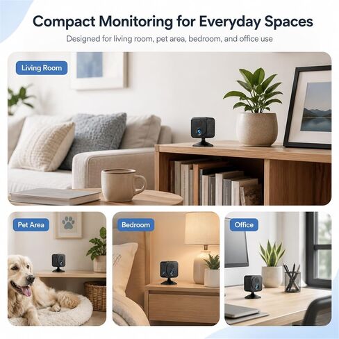Mini Camera Wireless 4K WiFi Security Camera, Battery Powered PIR Alerts | 150° wide view for home, pet and office monitoring, 1200mAh rechargeable battery with up to 30-day standby and app control in Kuwait