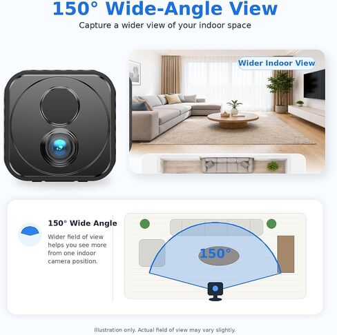 Mini Camera Wireless 4K WiFi Security Camera, Battery Powered PIR Alerts | 150° wide view for home, pet and office monitoring, 1200mAh rechargeable battery with up to 30-day standby and app control in Kuwait