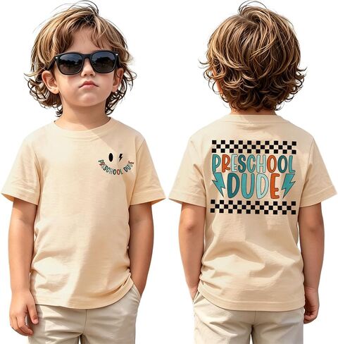 CM C&M WODRO Toddler Boy First Day of School Shirt Preschool Dude T-Shirt Kid Back to School Outfit Cute Summer Tee Tops 3-4T in Kuwait