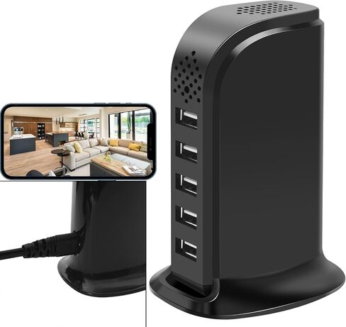WIFI USB Charger Hidden Spy Security Camera, Indoor Nanny Cam with Video | 1080p mini home camera，Motion Detection, Loop Recording, App Control, Wireless Surveillance cameras for Home/Pet/Office in Kuwait