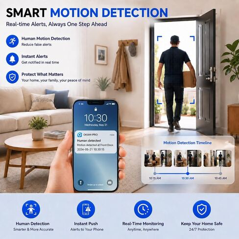 4K Mini Indoor Security Camera Wirless Nanny Cam with 60-Days Battery Life | Auto Night Vision, Motion Detection & Alerts, Local Storage, Live Remote Viewing for Pet, Baby, Nanny and Home Security in Kuwait