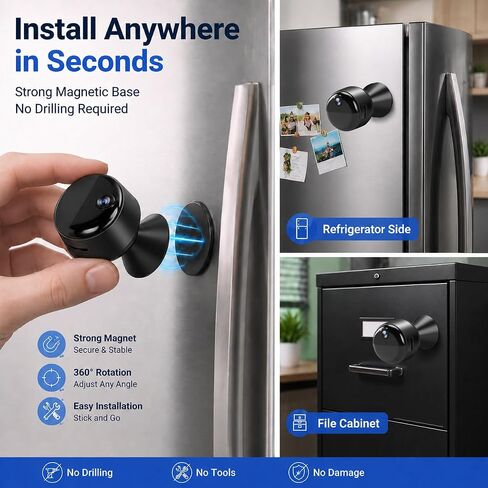 4K Mini Indoor Security Camera Wirless Nanny Cam with 60-Days Battery Life | Auto Night Vision, Motion Detection & Alerts, Local Storage, Live Remote Viewing for Pet, Baby, Nanny and Home Security in Kuwait