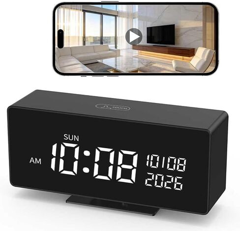 Clock Camera, 1080P Full HD, Security Camera, with Night Vision, Bluetooth Connection，AI Motion Detection Alarm, Local & Cloud Storage, Nanny Camera for Indoor Home Security in Kuwait