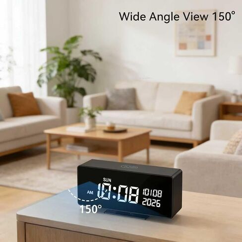 Clock Camera, 1080P Full HD, Security Camera, with Night Vision, Bluetooth Connection，AI Motion Detection Alarm, Local & Cloud Storage, Nanny Camera for Indoor Home Security in Kuwait