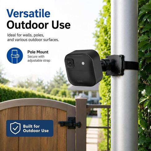 Adjustable Camera Mount for Blink Outdoor 2K+ and Blink Outdoor 4(4th Gen) / (3rd Gen) / Mini 2, Secure Wall Mount with Tight Strap for Flexible Wall, Tree, Pole Security Installation, Black in Kuwait