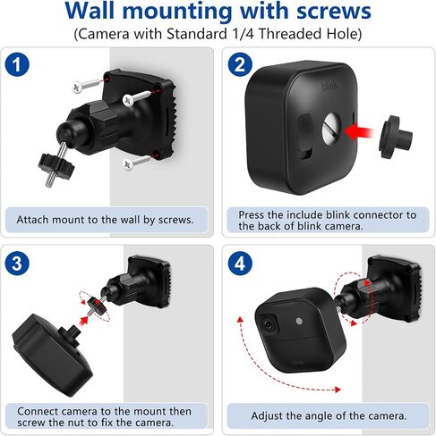 Adjustable Camera Mount for Blink Outdoor 2K+ and Blink Outdoor 4(4th Gen) / (3rd Gen) / Mini 2, Secure Wall Mount with Tight Strap for Flexible Wall, Tree, Pole Security Installation, Black in Kuwait