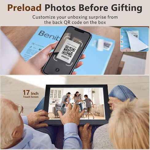 17" Large Digital Picture Frame WiFi-Photo-Frame - 32GB Smart Cloud Electronic Photo Frame, FHD Touch Screen, Slideshow, Wall Mounted, Share Photos and Videos via App or Email, Birthday Gifts for Mom in Kuwait