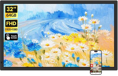 BIGASUO 15.6" Digital Picture Frame, 64GB WiFi Digital Frame Frameo with 1920x1080 FHD IPS Touch Screen, Share Photos Videos via Frameo App, Support SD/USB Drive, Best Gifts for Parents/Grandparents in Kuwait