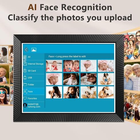 17" Large Digital Picture Frame WiFi-Photo-Frame - 32GB Smart Cloud Electronic Photo Frame, FHD Touch Screen, Slideshow, Wall Mounted, Share Photos and Videos via App or Email, Birthday Gifts for Mom in Kuwait