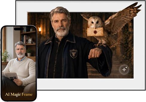 Magic AI Frame, 10.1" WiFi Digital Picture Frame, 1920 x 1200 IPS | AI Photo to Video, Free Unlimited Cloud Storage, Easy Homture App Uploads, Gift for Magic Lovers in Kuwait