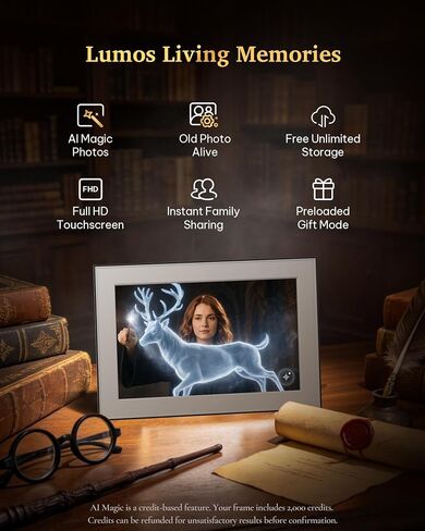 Magic AI Frame, 10.1" WiFi Digital Picture Frame, 1920 x 1200 IPS | AI Photo to Video, Free Unlimited Cloud Storage, Easy Homture App Uploads, Gift for Magic Lovers in Kuwait