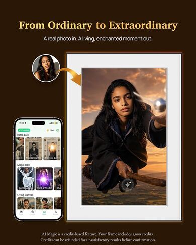 Magic AI Frame, 10.1" WiFi Digital Picture Frame, 1920 x 1200 IPS | AI Photo to Video, Free Unlimited Cloud Storage, Easy Homture App Uploads, Gift for Magic Lovers in Kuwait