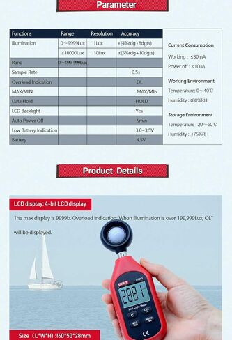 UNI-T UT383 Mini Light Meters with Certificates: CE, UKCA 200,000 LUX Digital Luxmeter Luminance Lux Fc Test Max Min Illuminometers Photometer in Kuwait