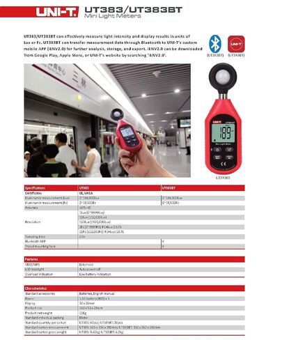 UNI-T UT383 Mini Light Meters with Certificates: CE, UKCA 200,000 LUX Digital Luxmeter Luminance Lux Fc Test Max Min Illuminometers Photometer in Kuwait