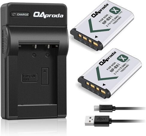 OAproda 2 Pack NP-BX1/M8 Battery and Rapid USB Charger for Sony RX100 I/II/III/IV/V/VI/VII, ZV-1 / ZV-1 II / ZV-1F, RX1,DSC-HX400 HX350 HX300 HX99 HX95 HX90V HX80, FDR-X3000, HDR-AS300 Camera Kit in Kuwait