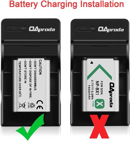 OAproda 2 Pack NP-BX1/M8 Battery and Rapid USB Charger for Sony RX100 I/II/III/IV/V/VI/VII, ZV-1 / ZV-1 II / ZV-1F, RX1,DSC-HX400 HX350 HX300 HX99 HX95 HX90V HX80, FDR-X3000, HDR-AS300 Camera Kit in Kuwait