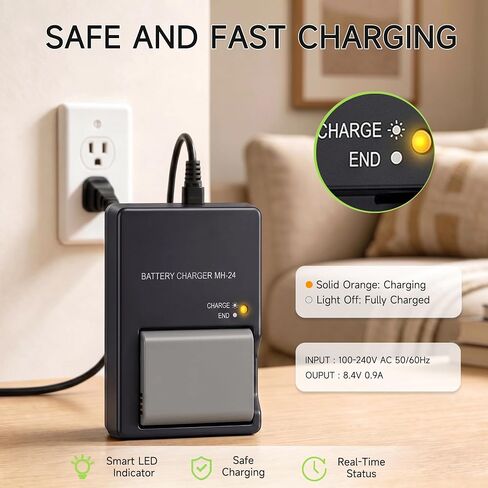 MH-24 Battery Charger Replacement for Nikon D5600, D3500, D5300, D3400, Smart Camera Quick Charger for EN-EL14 EN-EL14a, Fits D5500, D3300, D3200, D3100, D5200, D5100,Df, Coolpix P7800 in Kuwait