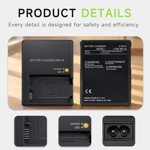 MH-24 Battery Charger Replacement for Nikon D5600, D3500, D5300, D3400, Smart Camera Quick Charger for EN-EL14 EN-EL14a, Fits D5500, D3300, D3200, D3100, D5200, D5100,Df, Coolpix P7800 in Kuwait