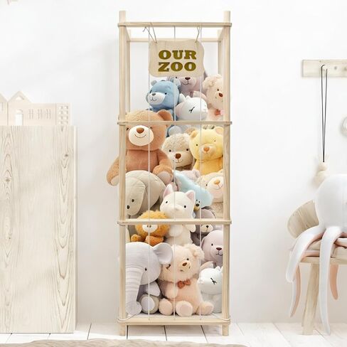 Art3d Large Stuffed Animal Storage, 54" Tall Wooden Stuffed Animal Organizer & Holder, Space Save Toy Storage Zoo for Toddler Room, Playroom & Bedroom in Kuwait