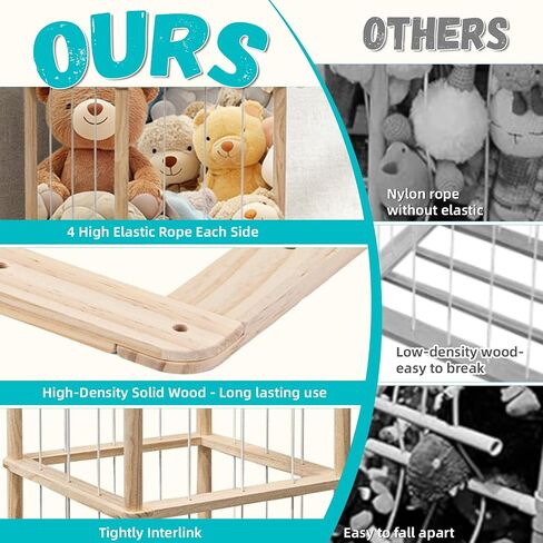 Art3d Large Stuffed Animal Storage, 54" Tall Wooden Stuffed Animal Organizer & Holder, Space Save Toy Storage Zoo for Toddler Room, Playroom & Bedroom in Kuwait