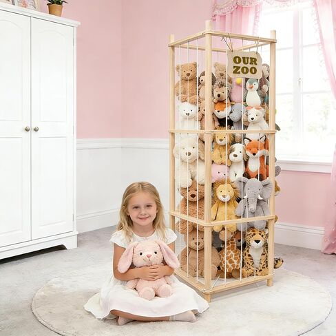 Art3d Large Stuffed Animal Storage, 54" Tall Wooden Stuffed Animal Organizer & Holder, Space Save Toy Storage Zoo for Toddler Room, Playroom & Bedroom in Kuwait