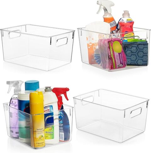 ClearSpace Clear Plastic Storage Bins – Pantry Organizers & Storage Containers, Cabinet Organizer - Home Organization Must Haves for Kitchen, Laundry Room, Office, Closet, Garage & Freezer in Kuwait