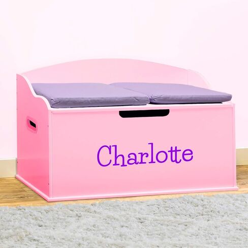 DIBSIES Personalized Creative Wonders Toy Box, Signature Series for Girls, 30 x 19.25 x 18 inches, Soft-Close Lid (White) in Kuwait