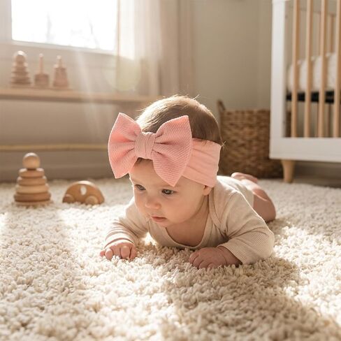 Qchengsan 3 Pack Baby Girl Headbands with Bows, Soft Stretchy Nylon Hair Accessories for Newborn Infant Toddler, Cute Strawberry Shortcake Baby Stuff, Red Pink Ribbon for Photos, Shower Gifts in Kuwait