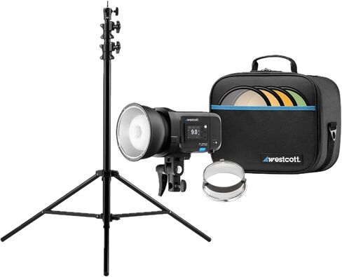 Westcott FJ250 250ws Touchscreen Strobe with Fj Pro Battery and (2 Items) | OLED Touchscreen, Bowens Mount, Includes 8' Heavy-Duty Air-Cushioned Stand in Kuwait