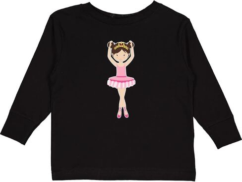 inktastic Ballerina with 2 Buns Toddler Long Sleeve T-Shirt in Kuwait