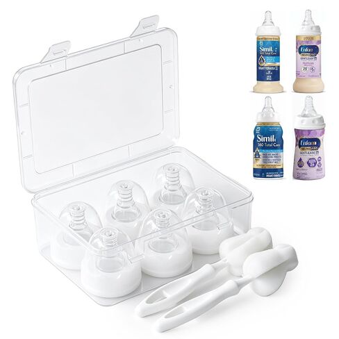 6PCS Slow Flow Nipples, 6ml/min, Reusable, Anti-Colic&Vented Nipples | For 0-3m baby, Compatible with Similac/Enfamil Ready to Feed & Standard Bottles, including Storage Box & 2 Nipple Brushes in Kuwait