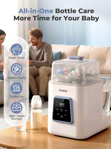 Baby Bottle Washer Pro, All-in-One Bottle Washer and Sterilizer and Dryer, Breast Pump Washer for Breast Pump Parts, Nipples, Newborn Essentials | 168H Fresh Air Storage, 29 Spray Jets, 19 min Rapid Wash, Dual Water Supply, No More Hand Washing in Kuwait