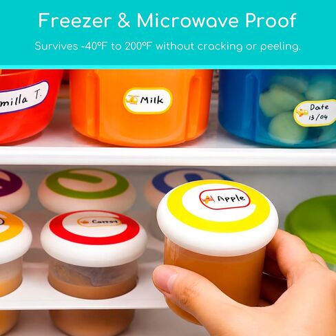 Baby Bottle & Daycare Name Labels, Self-Laminating Waterproof Stickers for Kids Stuff, Dishwasher Safe Write-On Name Tags for School & Home, Assorted Sizes & Colors, Pack of 64 in Kuwait