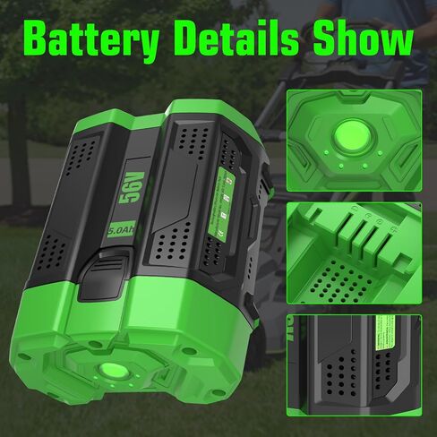 2 Pack 5000mAh Replacement for EGO 56V Battery Compatible with EGO Battery | Power+ Tools BA2800 BA4200 BA4200T CS1604 CS1804 CS1403 HT2400 LB6504 LB5804 LB6500 LB4800 PH1400 Tools(Green) in Saudi Arabia