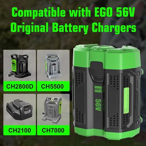 2 Pack 5000mAh Replacement for EGO 56V Battery Compatible with EGO Battery | Power+ Tools BA2800 BA4200 BA4200T CS1604 CS1804 CS1403 HT2400 LB6504 LB5804 LB6500 LB4800 PH1400 Tools(Green) in Saudi Arabia