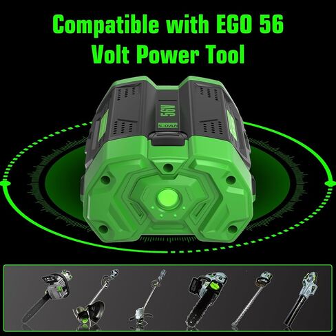 2 Pack 5000mAh Replacement for EGO 56V Battery Compatible with EGO Battery | Power+ Tools BA2800 BA4200 BA4200T CS1604 CS1804 CS1403 HT2400 LB6504 LB5804 LB6500 LB4800 PH1400 Tools(Green) in Saudi Arabia