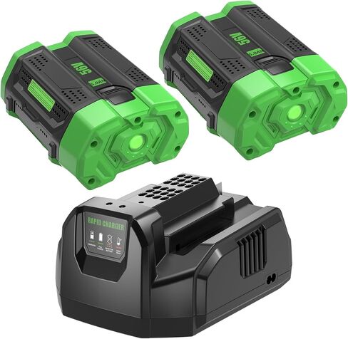 2 Pack 5000mAh Replacement for EGO 56V Battery Compatible with EGO Battery | Power+ Tools BA2800 BA4200 BA4200T CS1604 CS1804 CS1403 HT2400 LB6504 LB5804 LB6500 LB4800 PH1400 Tools(Green) in Saudi Arabia
