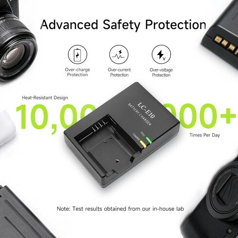 LC-E10/C/E LP-E10 Charger Replacement for Canon Rebel T7 T6 T5 T100 T3 | Camera Battery Charger for EOS 4000D 3000D 2000D 1500D 1300D 1200D 1100D Kiss X90/X80/X70/X50 series in Kuwait