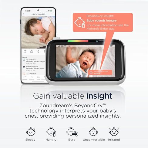 Motorola Nursery PIP1710 Connect Baby Monitor with AI Cry Detection & Translation | Wi-Fi HD Camera, 5" Touch Screen Parent Unit, App Monitoring, Night Vision in Kuwait