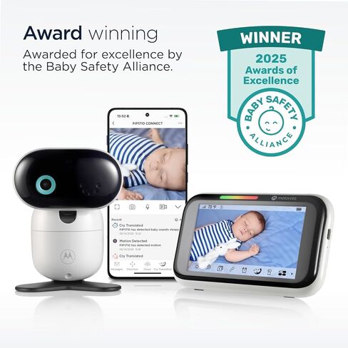 Motorola Nursery PIP1710 Connect Baby Monitor with AI Cry Detection & Translation | Wi-Fi HD Camera, 5" Touch Screen Parent Unit, App Monitoring, Night Vision in Kuwait