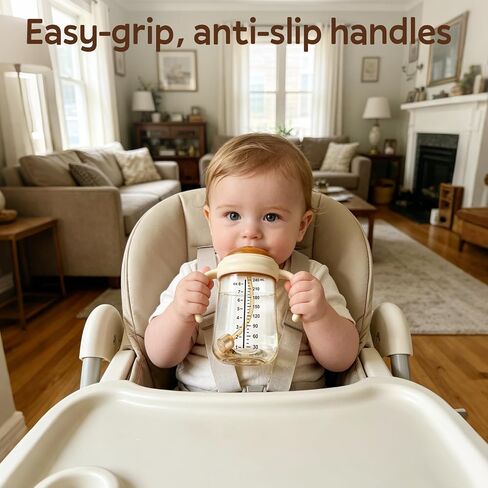 PPSU Sippy Cup with Weighted Straw, Baby Training Cup Handles, 8oz, 6M+ | Soft Silicone Spout, Spill-Resistant, Any-Angle Sip, Dishwasher Safe, Heat-Resistant, Thick Straw, Lightweight Grip in Kuwait