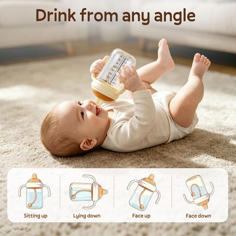 PPSU Sippy Cup with Weighted Straw, Baby Training Cup Handles, 8oz, 6M+ | Soft Silicone Spout, Spill-Resistant, Any-Angle Sip, Dishwasher Safe, Heat-Resistant, Thick Straw, Lightweight Grip in Kuwait
