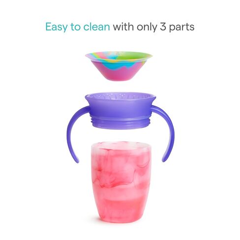 Munchkin Miracle 360 Sippy Cup for 6 Month Old, Spill Proof Baby and Toddler Cups with Transition Handles, 7 Ounce, Tie Dye, Pink in Kuwait