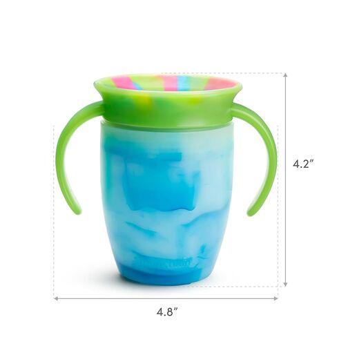Munchkin Miracle 360 Sippy Cup for 6 Month Old, Spill Proof Baby and Toddler Cups with Transition Handles, 7 Ounce, Tie Dye, Pink in Kuwait