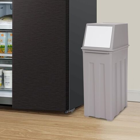Bathroom Trash Can with Lid, 30 Liter/ 8 Gallon Slim Garbage Can, Trash Bin Waste Basket with Pop-Up Lid for Kitchen, Bedroom, Living Room, Office (Grey) in Kuwait