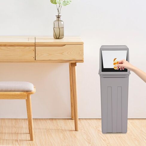 Bathroom Trash Can with Lid, 30 Liter/ 8 Gallon Slim Garbage Can, Trash Bin Waste Basket with Pop-Up Lid for Kitchen, Bedroom, Living Room, Office (Grey) in Kuwait